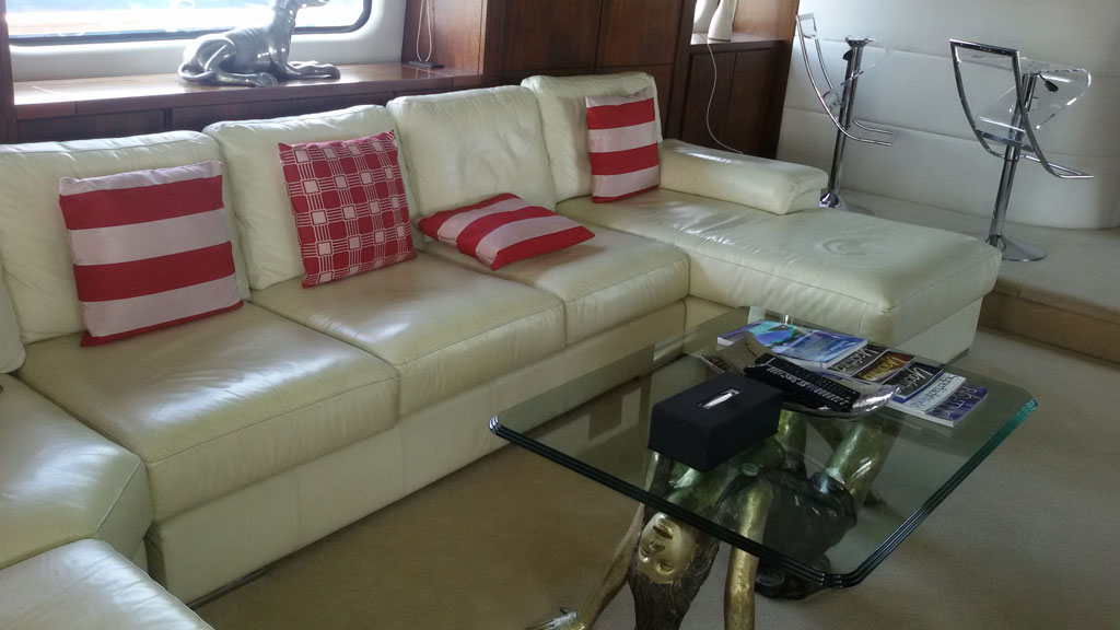 Vinyl sofa cleaning in a yacht