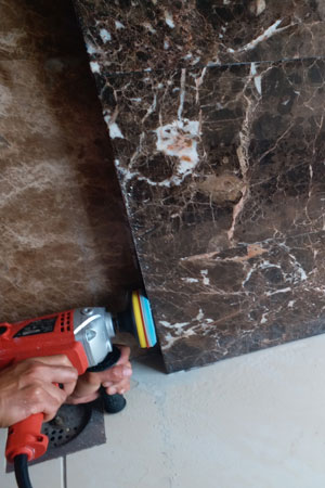 Marble walls polishing in progress